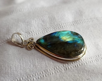 Blue Labradorite Pendant, 925 Sterling Silver, Gemstone Jewelry
