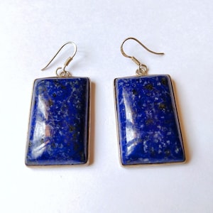 Lapis Lazuli Large Earrings, blue earrings, dangle earrings, hoop earrings, stone earrings, gift earrings, lapis earring, blue stone earring