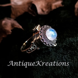 Ashes Ring Sterling Silver Urn Ring Moonstone Urn Ring 925 Sterling Silver Ashes Ring Bohemian Ring With Human Ashes Ring Poison Ring