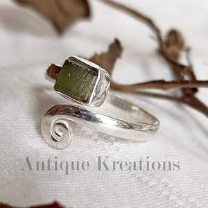 Natural Moldavite Ring, 925 Silver Ring, Rough Moldavite Ring, Gemstone Ring, Moldavite Adjustable Ring, , Ring For WomenValentine Gift