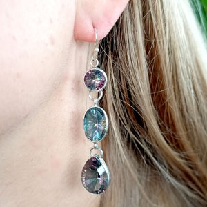 Long Mystic Topaz Earrings, 925 Sterling Solid Silver Mystic Topaz Earrings, Mystic Topaz Earring, Gift For Her, Long Drop Dangle Earrings