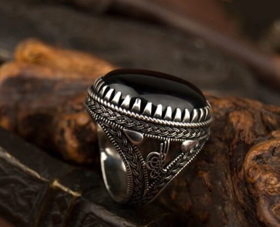 Buy Black Onyx Sterling Silver Signet Ring - Vintage Mens Ring