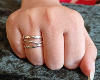 Ensemble de bagues d'articulation, superposition d'anneaux en argent, bague fine, bagues en argent sterling, superposition d'anneaux, bagues midi, cadeau pour elle, cadeau de la Saint-Valentin