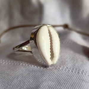 Cowrie Shell Ring, 925 Solid Silver Ring For Women, Beach Jewelry Ring, Sea Shell Ring, Gift For Her, Couple Ring, Gift For Valentine&#39;s Day