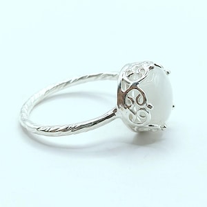 Rainbow Moonstone Ring: 925 Silver Statement Ring