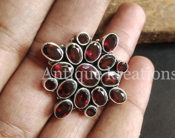 Red Garnet Sterling Silver Ring: Women's Engagement Ring