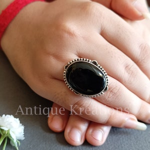Natural Black Onyx Ring, 925 Sterling Silver Ring, Designer Ring, Black ring, gift for love, anniversary gift, gift for someone special