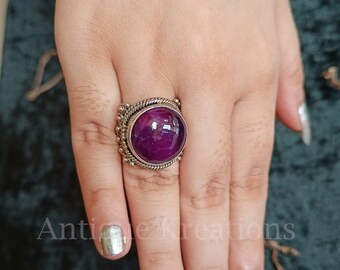 Amethyst Ring, Handmade Ring, Natural Gemstone Ring, 925 Sterling Silver Ring For Women, Gift For Her, , Personalized RingValentine Gift