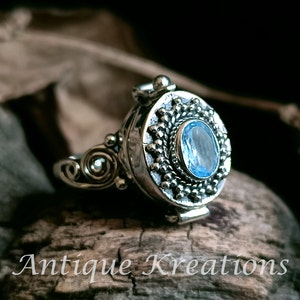 New Designed Ashes Ring, 925 Silver Ring, Blue Topaz Ring, Urn Pendant, Custom Cremation Personalized Ring, Ashes Holder Ring, Keepsake Ring