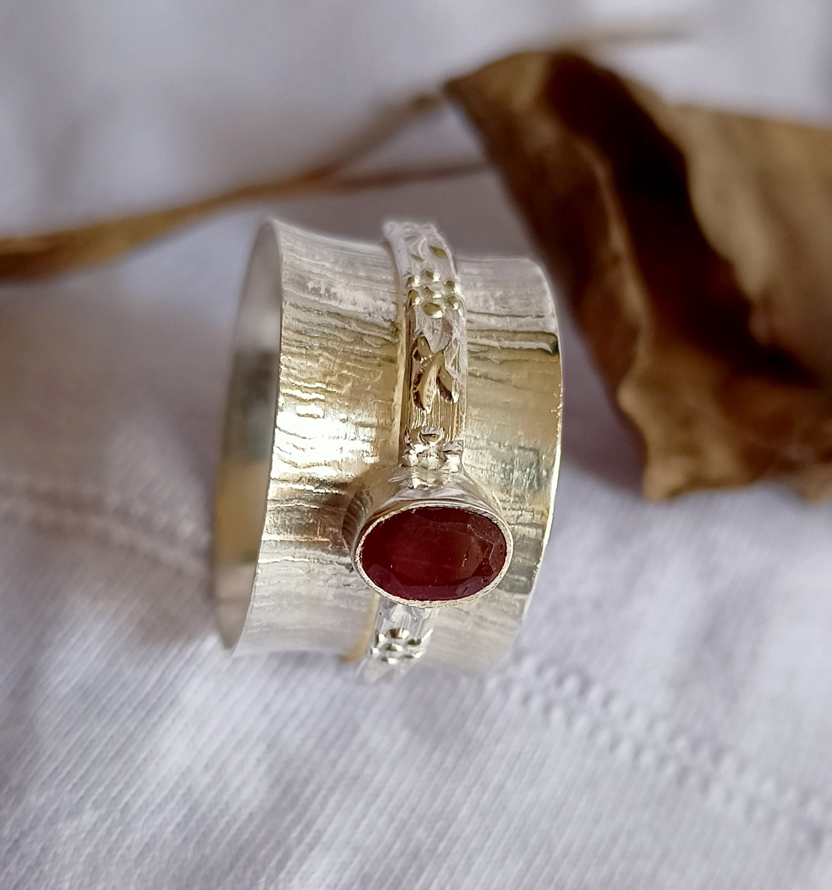 Rubymotion Spinner Rings Handmade Ruby Sterling Silver Spinner Ring: Anxiety Meditation Ring - Etsy