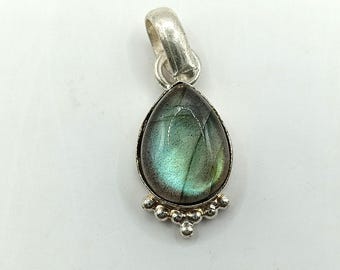 Pear Labradorite Pendant, 925 Sterling Silver, Gemstone Jewelry
