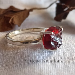 Raw Garnet Ring For Women, 925 Sterling Silver Ring, Boho Garnet Ring, Garnet Ring, Gift For Her, Anniversary Gifts, Wedding Gifts