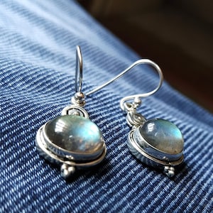 Oorbellen labradoriet, 925 sterlingzilveren oorbellen, cadeau voor haar, helende kristallen oorbellen, spirituele stenen oorbellen, cadeau voor Valentijn