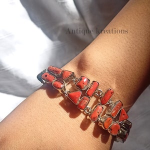 Natural Red Coral Bracelet, Coral Adjustable Bracelet, Handmade Coral Bracelet For Women, Gifts For Her, Anniversary Gifts, Wedding Gifts