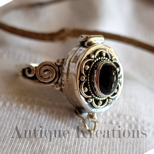 Black Star Ring, 925 Silver Poisoner Ring, Black Star Bali Poisoner Ring, Locket Ring, Keepsake Ring, Ashes Holder Ring, Lockable Ring