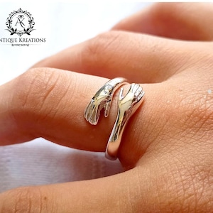 Hug Ring, 925 Sterling Silver Ring, Hugging Ring, Adjustable Couple Ring, Friendship Ring, Gift For Her, Gift For Him, Personalize Ring