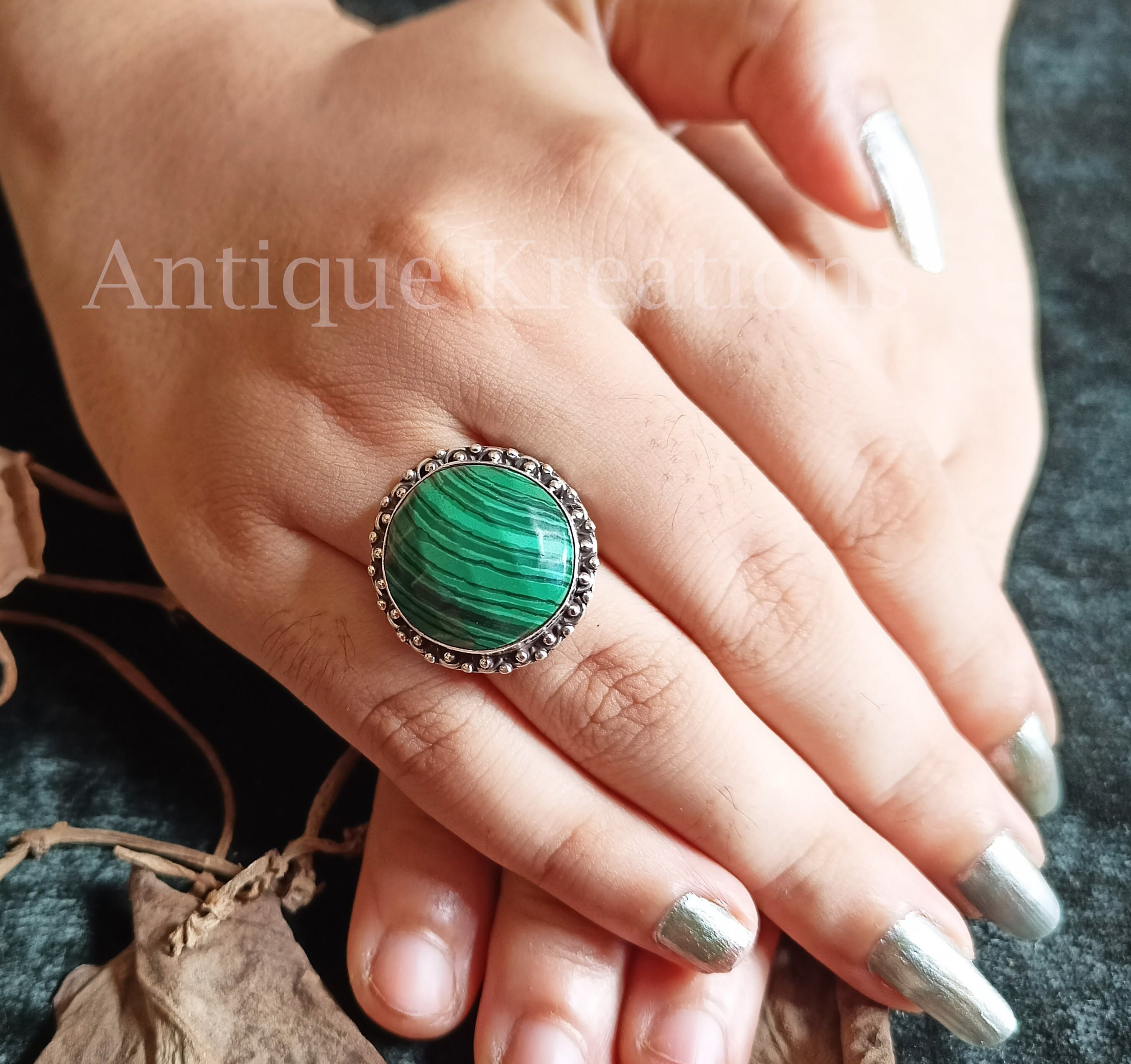 Naturlicher Malachit Ring 925 Sterling Silber Ring Malachit Stein Ring Malachit Damen Schmuck Edelstein Ring Geschenk fur sie Geschenk fur Mama Etsy
