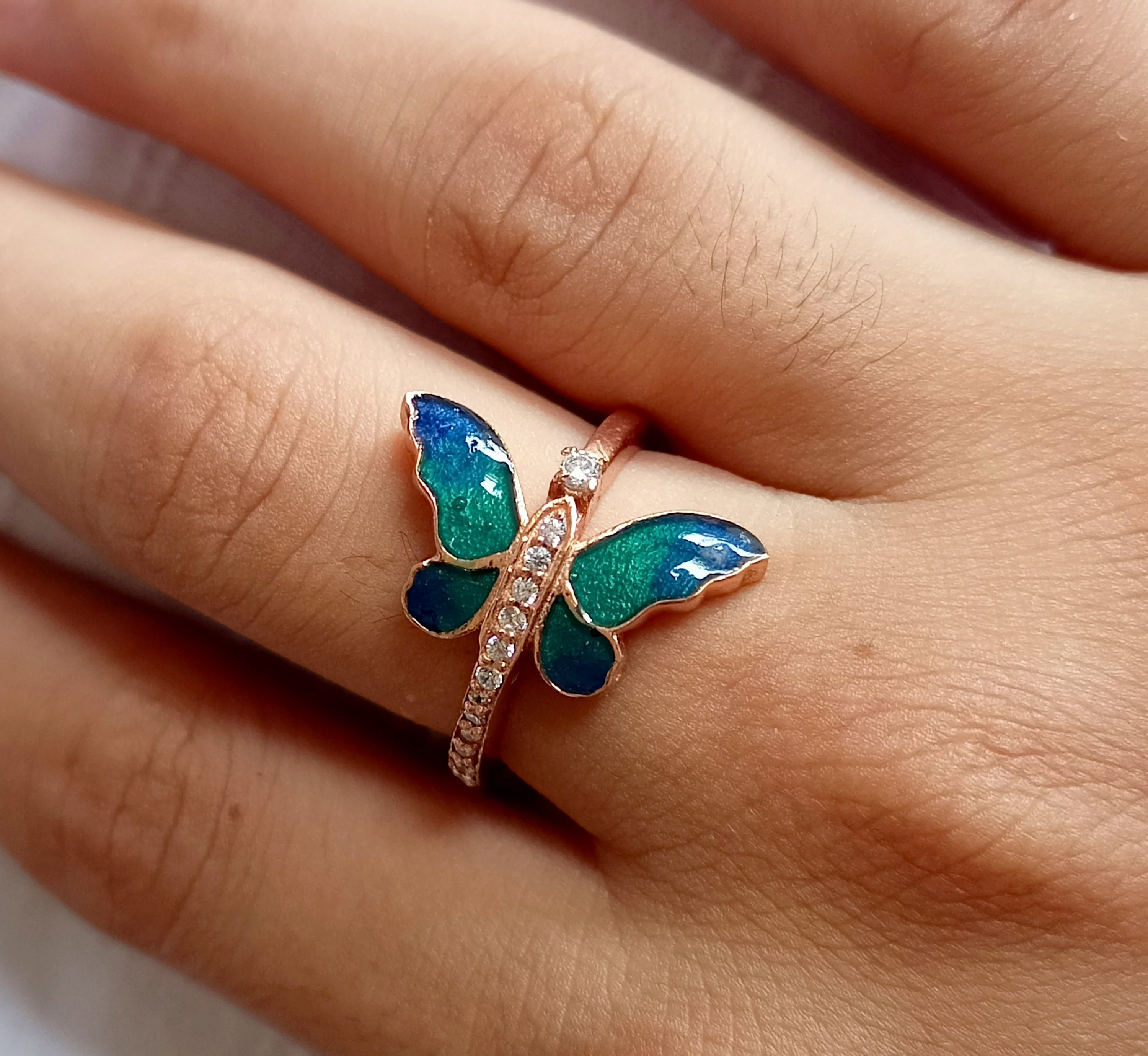 Buy Fashion Frill Stunning American Dimaond Butterfly Design Rose Gold  Plated Adjustable Ring For Women & Girls Beautiful Ring Valentine Ring  Online at Best Prices in India - JioMart.