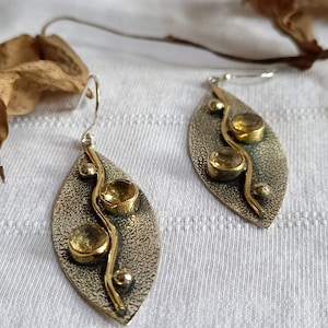 Leaf Design Earring, Citrine Earring, 925 Silver Earring with Gemstone, Handmade Earring, Daily Wear Earring, Gift For Her, Gift For Mom