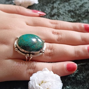 Tibetan Turquoise Ring, 925 Solid Silver Ring, Statement Ring, Gift For Her, Engagement Ring For Her, Unisex Ring, Birthday Gift