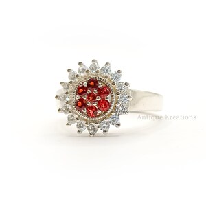 Garnet Round Solitaire Ring | Red Gemstone Engagement Ring Women | Garnet Gemstone Ring | Anniversary Gift | Gift For Her | Engagement Ring