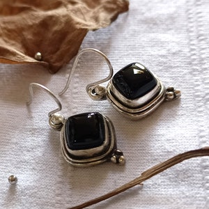 Black Onyx Earrings, Black Onyx Jewelry, 925 Silver Earrings, Silver Earrings, Earrings for Women, Gift For Her, Gift for Mom, 925 earring