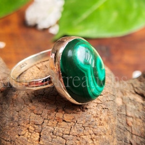 Malachite Stone Ring, 925 Sterling Silver Ring, Unique Malachite Ring, Malachite Jewelry, Bohemian Ring, Gift for Her, gift for love, gift