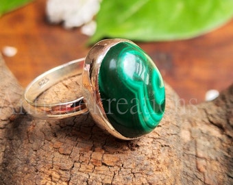 Vintage Navajo Malachite Sterling Silver Ring 925 Size 5.25