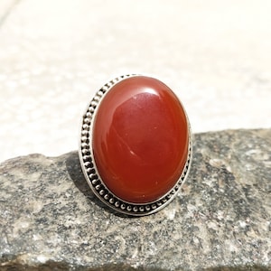 Carnelian Ring, 925 Sterling Silver Ring, Red Gemstone Ring, Birthday Gifts For Her, Anniversary Gifts, Classy Vintage Ring, Wedding Gifts