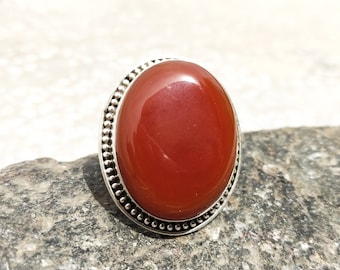 Carnelian Ring, 925 Sterling Silver Ring, Red Gemstone Ring, Birthday Gifts For Her, Anniversary Gifts, Classy Vintage Ring, Wedding Gifts