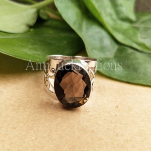 Smoky Quartz Ring, 925 Sterling Silver Ring, Brown Gemstone Ring, Silver Statement Ring For Women, Unisex Ring, Gift For Her, Gift For Him