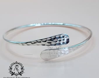 Handmade Hammered 925 Sterling Silver Cuff Bracelet: Minimalist Bangle