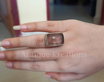 Rose Quartz Ring, 925 Sterling Silver Ring, Boho Ring, Healing Crystal Ring, Anniversary Gift, Wedding Gifts, Gifts For Her, Birthday Gifts
