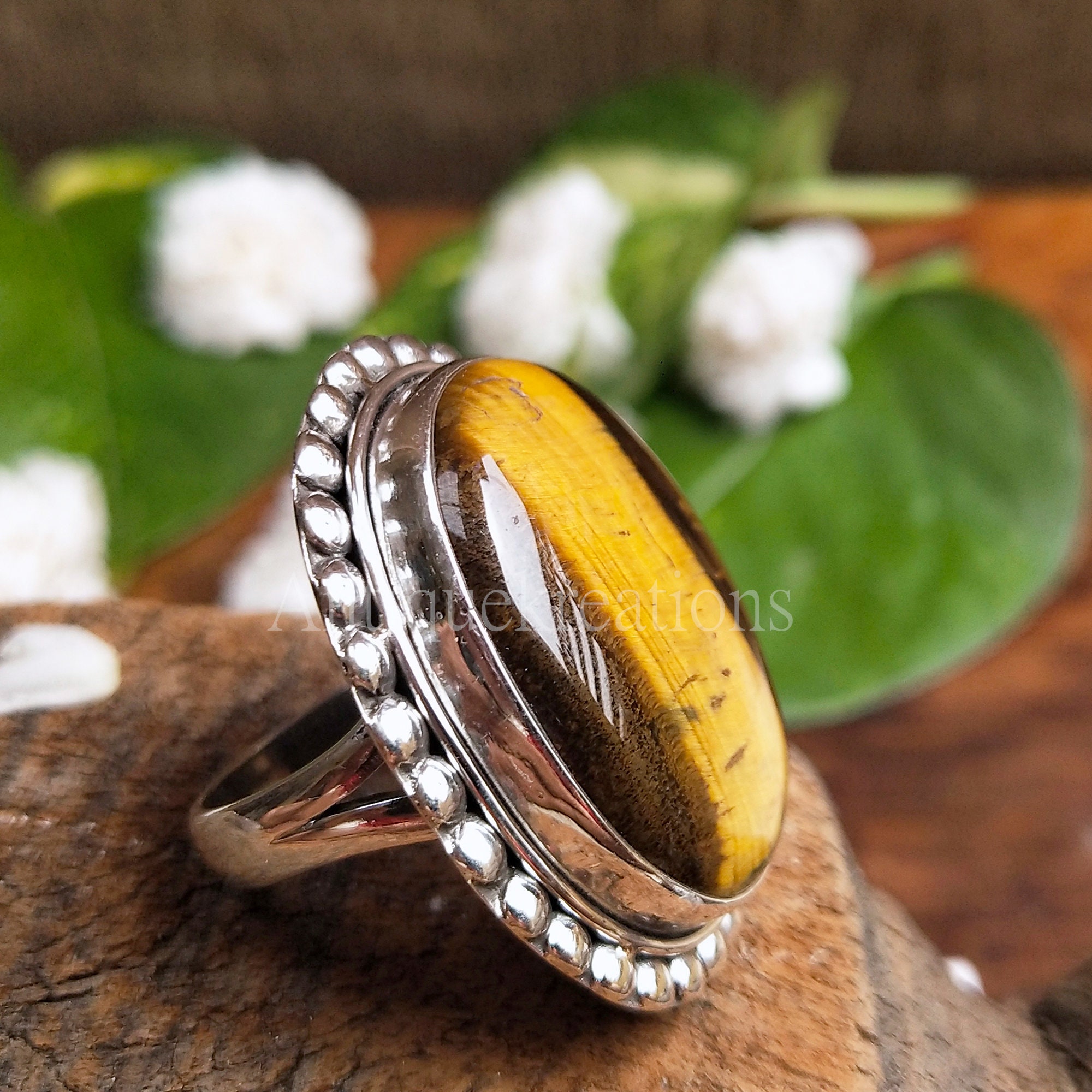 Original Tigerauge Edelstein Ring, 925 Sterling Silber Ring, Statement Ring,  Frauenring, Geschenk für die Liebe, Jahrestagsgeschenk, Geschenke für sie