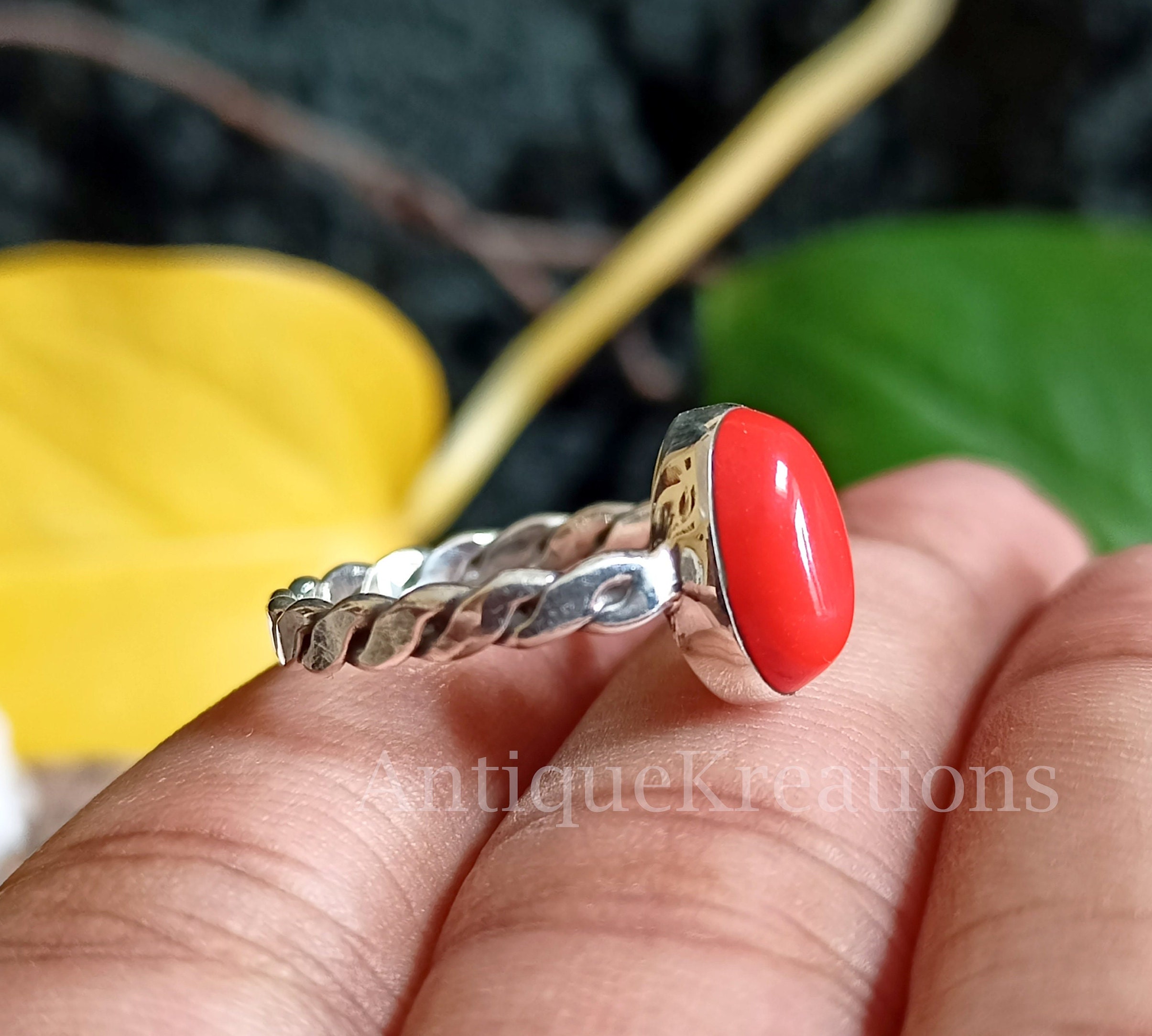 Natural Coral Ring-red Coral Stone Men Ring-father's Day - Etsy Canada | Coral  stone ring, Coral stone, Rings for men