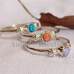 Dainty Opal Ring, 925 Sterling Silver Ring, Opal Minimalist Ring, Gift For Her, Gift For Mom, Opal Ring For Her, Gift For Valentine Day
