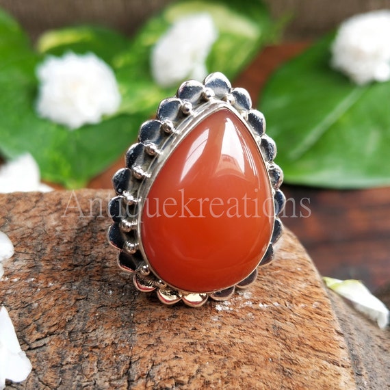 Carnelian Gemstone Ring - Orange Carnelian Ring - Designer Carnelian Ring —  Discovered