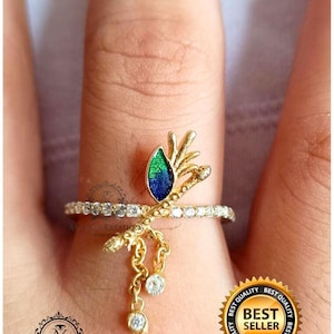 Krishna Flute Ring, 925 Sterling Silver Ring, Adjustable Gold Flute Ring, Gift For Her, Indian Spiritual Jewelry, Lord Krishna Jewelry Gift