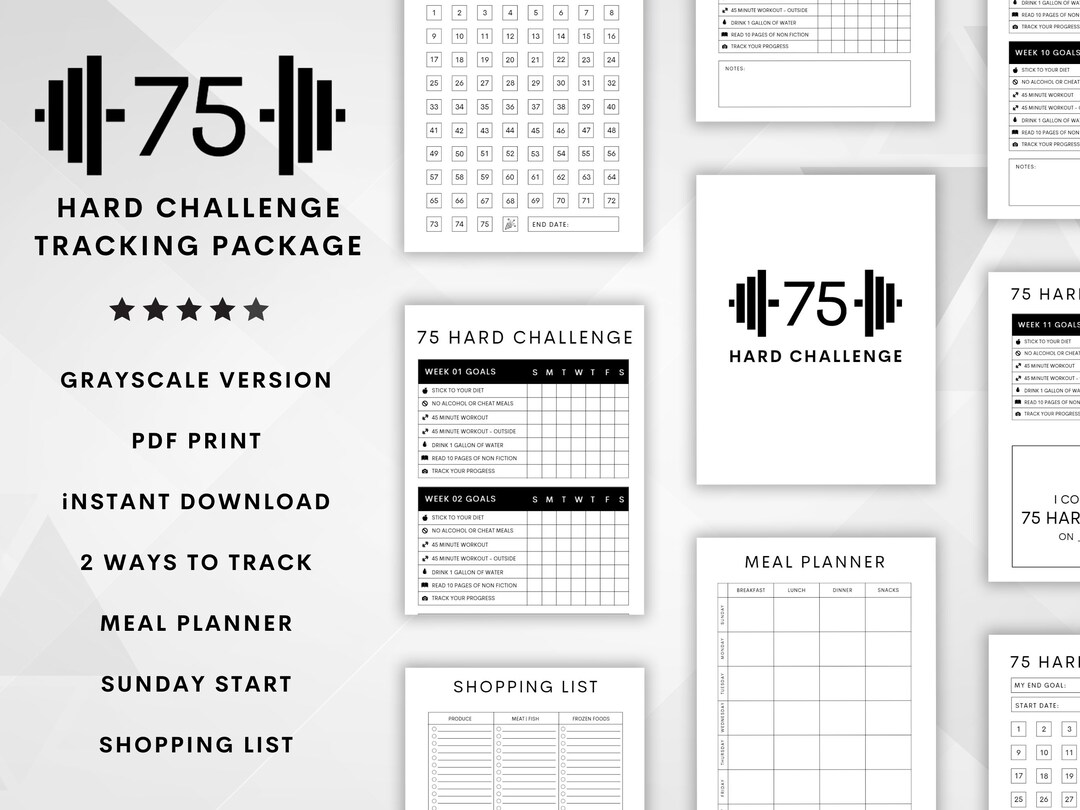 75 Hard Challenge 75 Hard Challenge Tracker 75 Hard Tracker Fitness