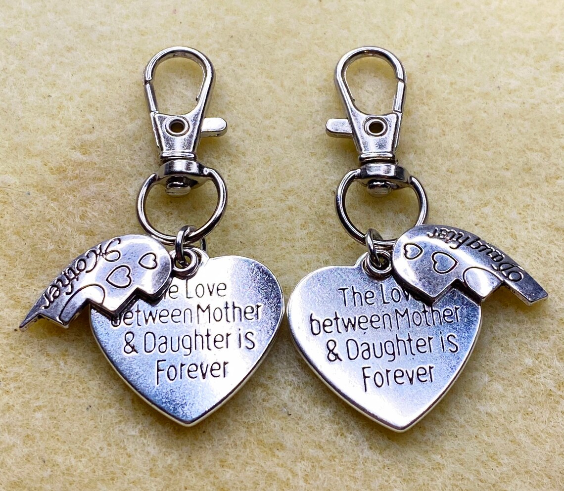 Mutter Tochter Schlüsselanhänger Set Herz Charm mit Der Liebe Etsy.de