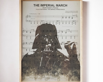 Darth Vader Sheet Music Art, Star Wars Sheet Music Art, Imperial March, Sheet Music, Art Print, Darth Vader Theme