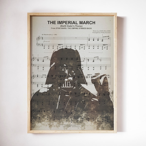 Darth Vader Sheet Music Art, Star Wars Sheet Music Art, Imperial March, Sheet Music, Art Print, Darth Vader Theme