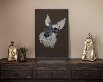 Miniature Schnauzer, Bedroom, Dog Art, Lucy, Terrier, Painting, Loving Memory, Schnauzer Print, Dog Print, Schnauzers, Dog decor, Dog Lover