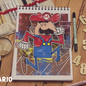 Super Mario, Art Print, Retro, Illustration, Kids Room Art, Nintendo, Video Game, Playroom, Bedroom, Wall Art