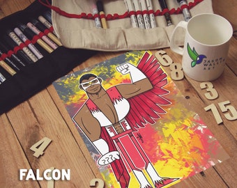 Falcon, Art Print, Retro, Illustration, Kids Room Art, Marvel Comics, Falcon & Winter Soldier, Superhero, Playroom, Bedroom, Avengers, MCU
