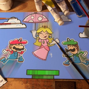 Super Mario Bros. Watercolor Art Print: Nintendo Kids Room Decor