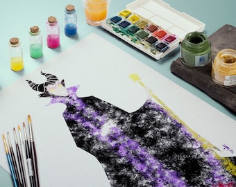 Maleficent Watercolor Art Print, Disney, Kids Room Art, Nursery Print, Maleficent Nursery Art, Disney Nursery Art, Princess Print, Magic