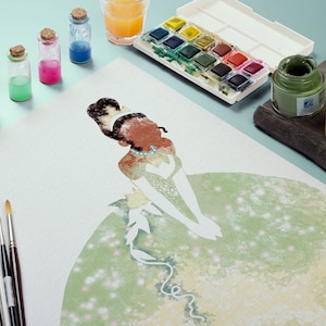 Tiana Watercolor Art Print, Disney Decor, Girls Room Art, Nursery Print, Tiana Nursery Art, Disney Nursery Art, Princess Print, Kids Room