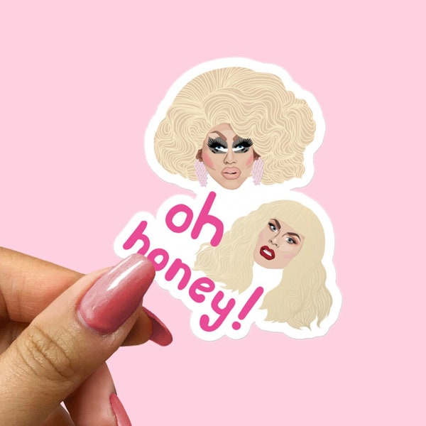 Trixie Mattel & Katya Vinyl Laptop Sticker - Oh Honey - RPDR Rupaul's Drag Race Rainbow LGBT