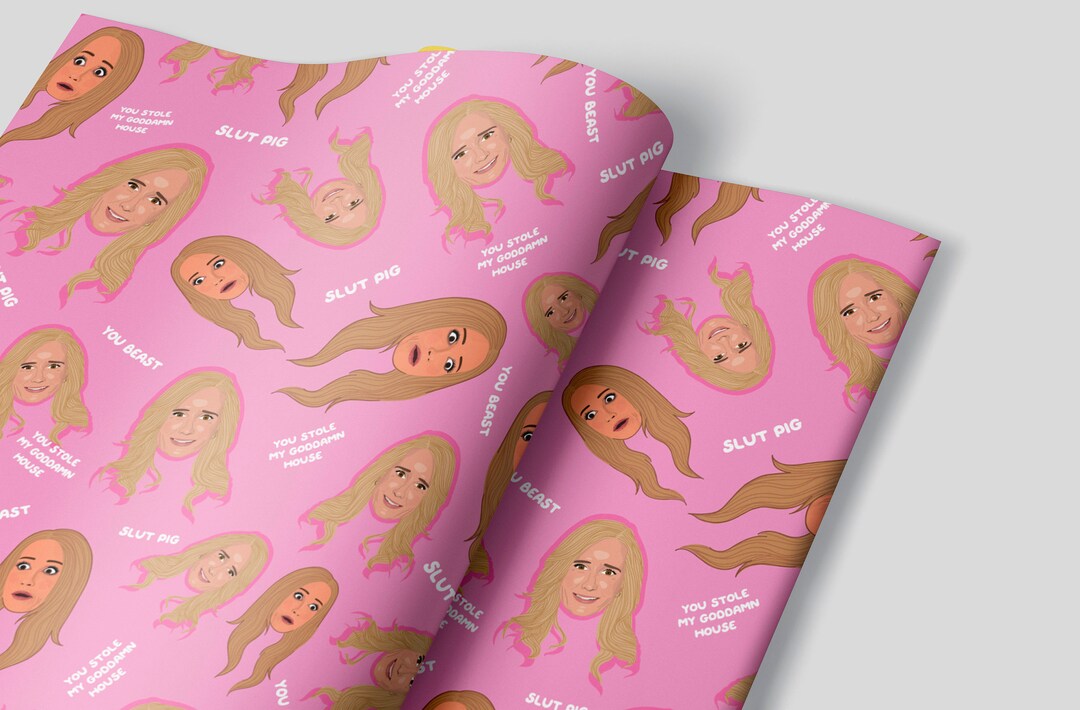 X2 Sheets Real Housewives Wrapping Paper RHOBH Beverly Hills Kim Slut